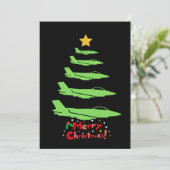 クリスマスツリー,軍隊航空機,ミニマリスト シーズンカード (スタンド正面)