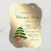 クリスマスツリー、輝き、企業のパーティー。 招待状 (正面/裏面)