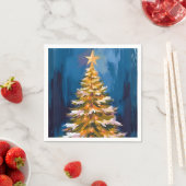 クリスマスツリー 輝く星 水彩画 スタンダードカクテルナプキン (インサイチュ)