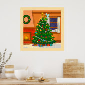 クリスマスツリー 輝く カートゥーンカラー ポスター (キッチン)