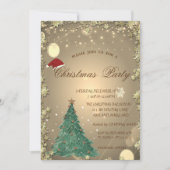 クリスマスツリー,金ゴールドスタークリスマスカンパニーパーティー 招待状 (正面)