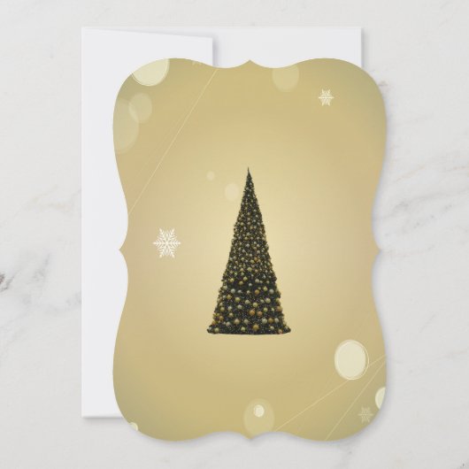 クリスマスツリー、金ゴールドボウ、会社クリスマスパーティー 招待状 (裏面)