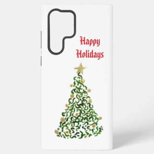 クリスマスツリー(金ゴールドボールと星) SAMSUNG GALAXYケース (裏面)