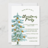 クリスマスツリー、金ゴールドボールクリスマス会社パーティー 招待状 (正面)