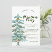 クリスマスツリー、金ゴールドボールクリスマス会社パーティー 招待状 (スタンド正面)