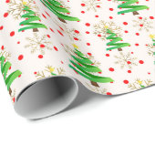 クリスマスツリー&金ゴールド雪 ラッピングペーパー (ロールコーナー)