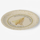 クリスマスツリー、金ゴールド、パーティー、 ペーパープレート (アングル)