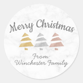 クリスマスツリー(金属：銀、金ゴールド、バラ-金ゴールド) ラウンドシール