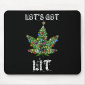 クリスマスツリー 雑草の葉 ポット Thc ギフトTシャツ マウスパッド (正面)