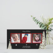 クリスマスツリー、雪だるま、サンタフォトカード シーズンカード (スタンド正面)