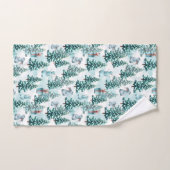 クリスマスツリー、雪だるま、バニーとプレゼント バスタオルセット (ハンドタオル)