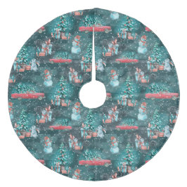 クリスマスツリー、雪だるま、バンニー、トラック フリース ツリースカート