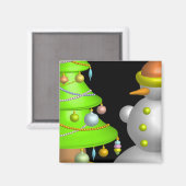 クリスマスツリー&雪だるま マグネット (正面/裏面)