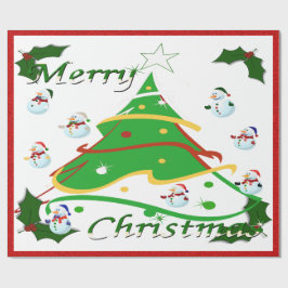 クリスマスツリー&雪だるま- ラッピングペーパー
