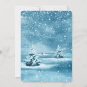 クリスマスツリー、雪の企業クリスマスのパーティー 招待状 (裏面)