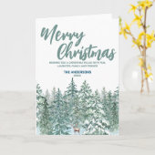 クリスマスツリー 雪の森 モダンな鹿とトナカイ カード (黄色い花)