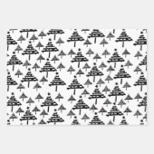 クリスマスツリー、雪の結晶クリスマスホリデー ラッピングペーパーシート (正面3)