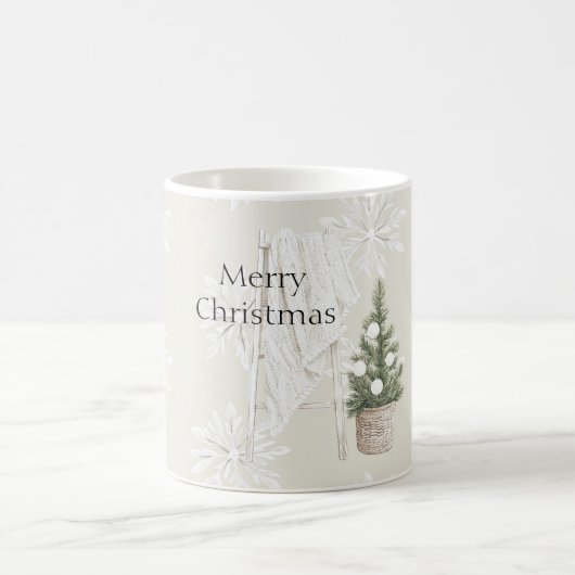 クリスマスツリー 雪の結晶 毛布用ラダー コーヒーマグカップ (中央)