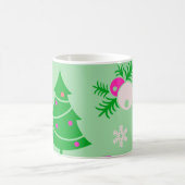 クリスマスツリー、雪の結晶、装飾 コーヒーマグカップ (中央)