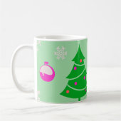 クリスマスツリー、雪の結晶、装飾 コーヒーマグカップ (左)