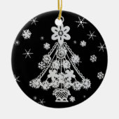 クリスマスツリー&雪片 セラミックオーナメント (正面)