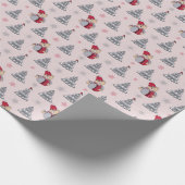 クリスマスツリー、雪片、テディベア ラッピングペーパー (角)