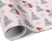 クリスマスツリー、雪片、テディベア ラッピングペーパー (ロールコーナー)