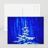 クリスマスツリー、雪、魔法夜 ポストカード (正面/裏面)