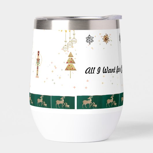 クリスマスツリー、雪、鹿の包装紙 (左面)