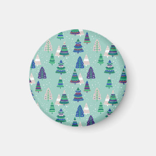 クリスマスツリー、青い背景 マグネット