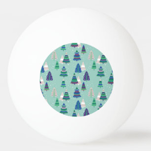 クリスマスツリー、青い背景 卓球ボール