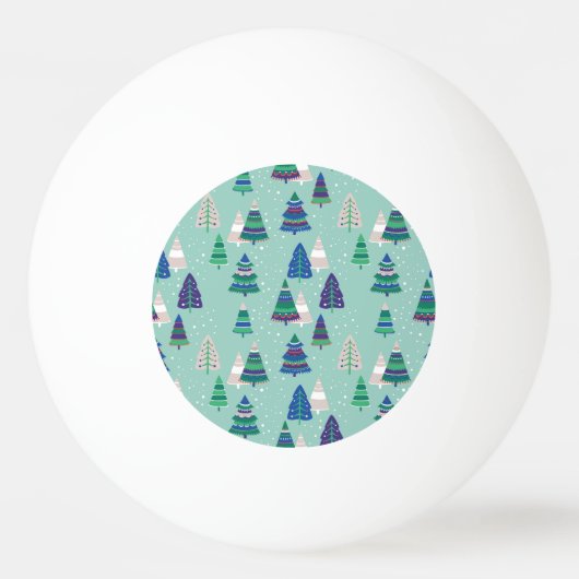 クリスマスツリー、青い背景 卓球ボール (正面)