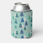 クリスマスツリー、青い背景 缶クーラー (缶裏面)
