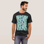 クリスマスツリー、青い背景 Tシャツ (正面フル)