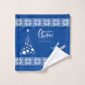 クリスマスツリー。青 バスタオルセット (ウォッシュタオル)