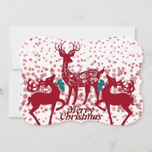 クリスマスツリー 鹿の雪の結晶 家族 カスタム シーズンカード (正面)