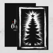 クリスマスツリー 黒と白のグランジ&ダスト風 シーズンカード (正面/裏面)