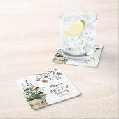 クリスマスツリー | Boho Winterブライダルシャワー スクエアペーパーコースター (インサイチュ)