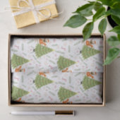 クリスマスツリー&pugドッグパターカスタムンの背景 薄葉紙 (ギフト)