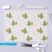 クリスマスツリー&pugドッグパターカスタムンの背景 薄葉紙 (クラフト)