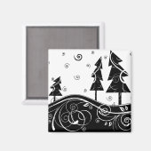 クリスマスツリー(&W) マグネット (正面/裏面)