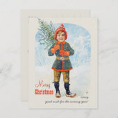 クリスマスツリーCC0935 Jenny Nystremを持つ少年 シーズンポストカード (正面/裏面)