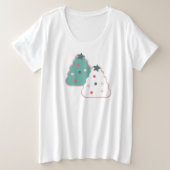 クリスマスツリーCookieがドットを振り撒く プラスサイズTシャツ (デザイン正面)