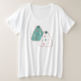 クリスマスツリーCookieがドットを振り撒く プラスサイズTシャツ