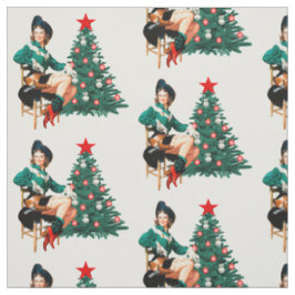 クリスマスツリーFabriが付いている椅子のヴィンテージの女性のカーボーイ ファブリック