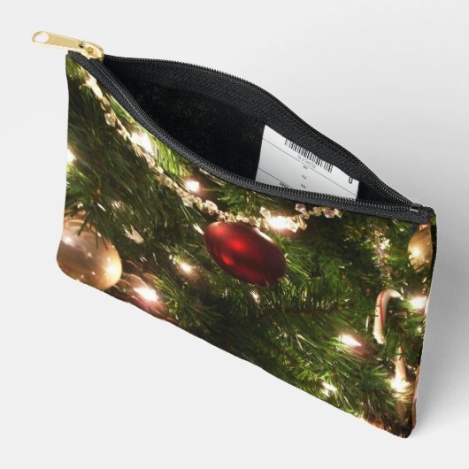 クリスマスツリーIホリデーかわいらしグリーンと赤 アクセサリーポーチ (見開き)