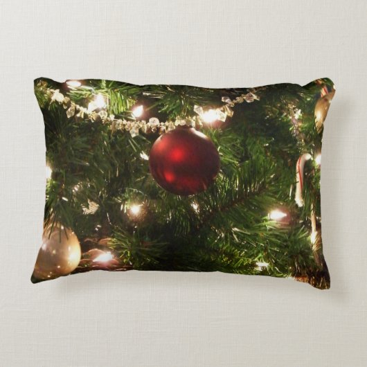クリスマスツリーIホリデーかわいらしグリーンと赤 アクセントクッション (裏面)