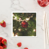 クリスマスツリーIホリデーかわいらしグリーンと赤 スタンダードカクテルナプキン (インサイチュ)