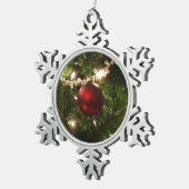 クリスマスツリーIホリデーかわいらしグリーンと赤 スノーフレークピューターオーナメント (右)