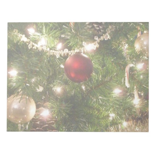 クリスマスツリーIホリデーかわいらしグリーンと赤 ノートパッド (正面)